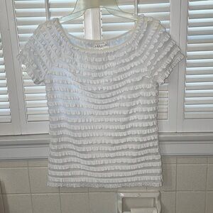 Studio JPR sheer white ruffle top blouse shirt